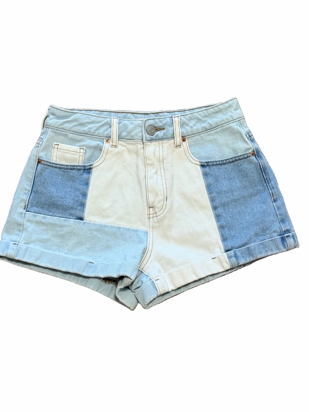 PacSun Mom Shorts Colorblock Patchwork Denim High Rise Size 25